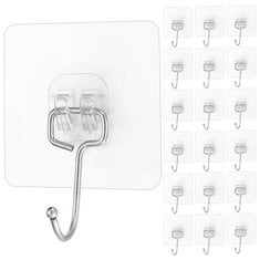 33 X ZXG XINYAO SELF-ADHESIVE HOOKS, PACK OF 30 ADHESIVE HOOKS, EXTRA STRONG, TRANSPARENT WALL HOOKS, NO DRILLING, CEILING HOOKS, TOWEL HOOKS, WATERPROOF FOR KITCHEN, BATHROOM, WALL, CEILING HANGER -