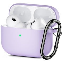 24 X ORNARTO COMPATIBLE WITH AIRPODS PRO 2 CASE SOFT SILICONE CASE FOR AIRPODS PRO 2ND GENERATION SHOCK-ABSORBING PROTECTIVE CASE COVER WITH CARABINER FRONT LED VISIBLE-PURPLE - TOTAL RRP £200: LOCAT