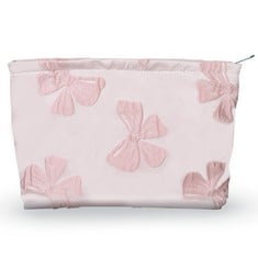 30 X MAKEUP BAG LARGE CAPACITY ELEGANT BOW PREPPY COSMETIC BAG AESTHETIC DESIGN CANVAS ZIPPER ORGANIZER POUCH CUTE ROOMY PINK PORTABLE TOILETRY BAG FOR WOMEN GIRLS TRAVEL STORAGE ACCESSORIES - TOTAL