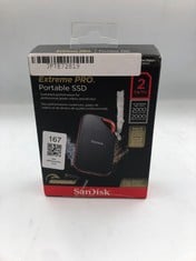 SANDISK 2TB EXTREME PRO PORTABLE SSD: (RRP £152) MODEL NO SDSSDE81-2T00 [JPTE72819]: LOCATION - I RACK