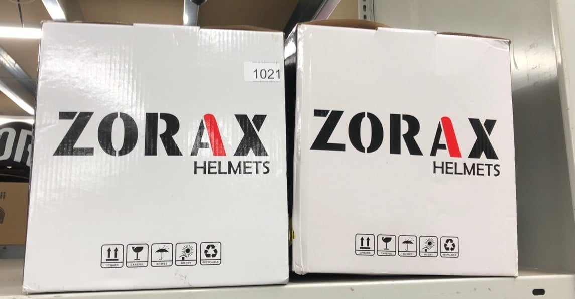 2 X ZORAX FULL FACE MTB HELMETS 53-54CM: LOCATION - FRONT RACK