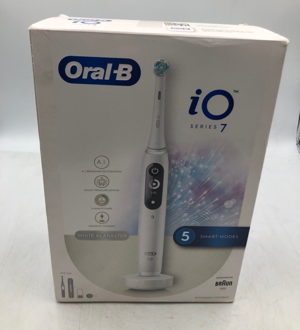 ORAL-B IO7 ELECTRIC TOOTHBRUSHES FOR ADULTS, APP CONNECTED HANDLE, 1 TOOTHBRUSH HEAD & TRAVEL CASE, 5 MODES WITH TEETH WHITENING, WHITE.: LOCATION - TOP 50