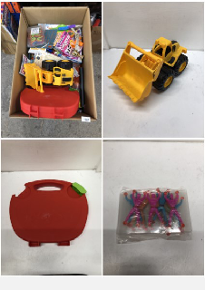 QUANTITY OF TOYS & GAMES TO INCLUDE KIDS DUMPER TRUCK: LOCATION - A RACK