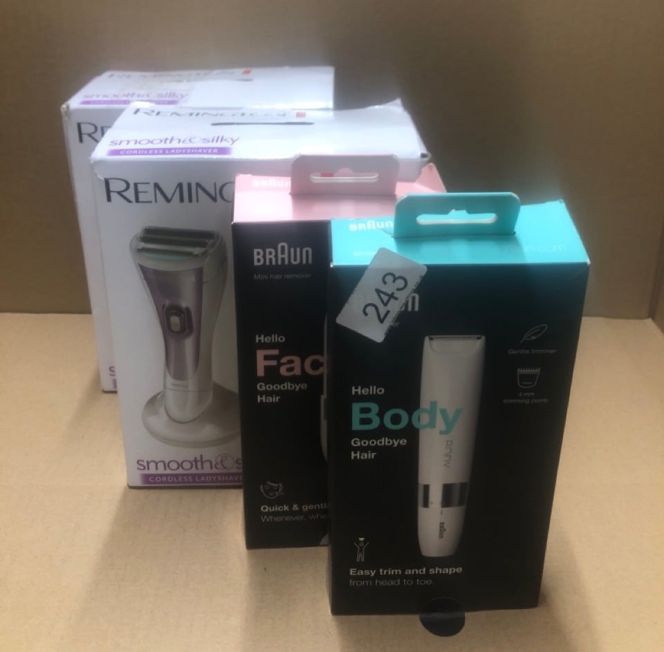 QUANTITY OF HEALTH & BEAUTY ITEMS TO INCLUDE BRAUN BODY MINI TRIMMER, GENTLE BODY HAIR REMOVAL, PRECISION TRIMMER, WET & DRY, 100% WATERPROOF, BS1000, WHITE: LOCATION - B RACK