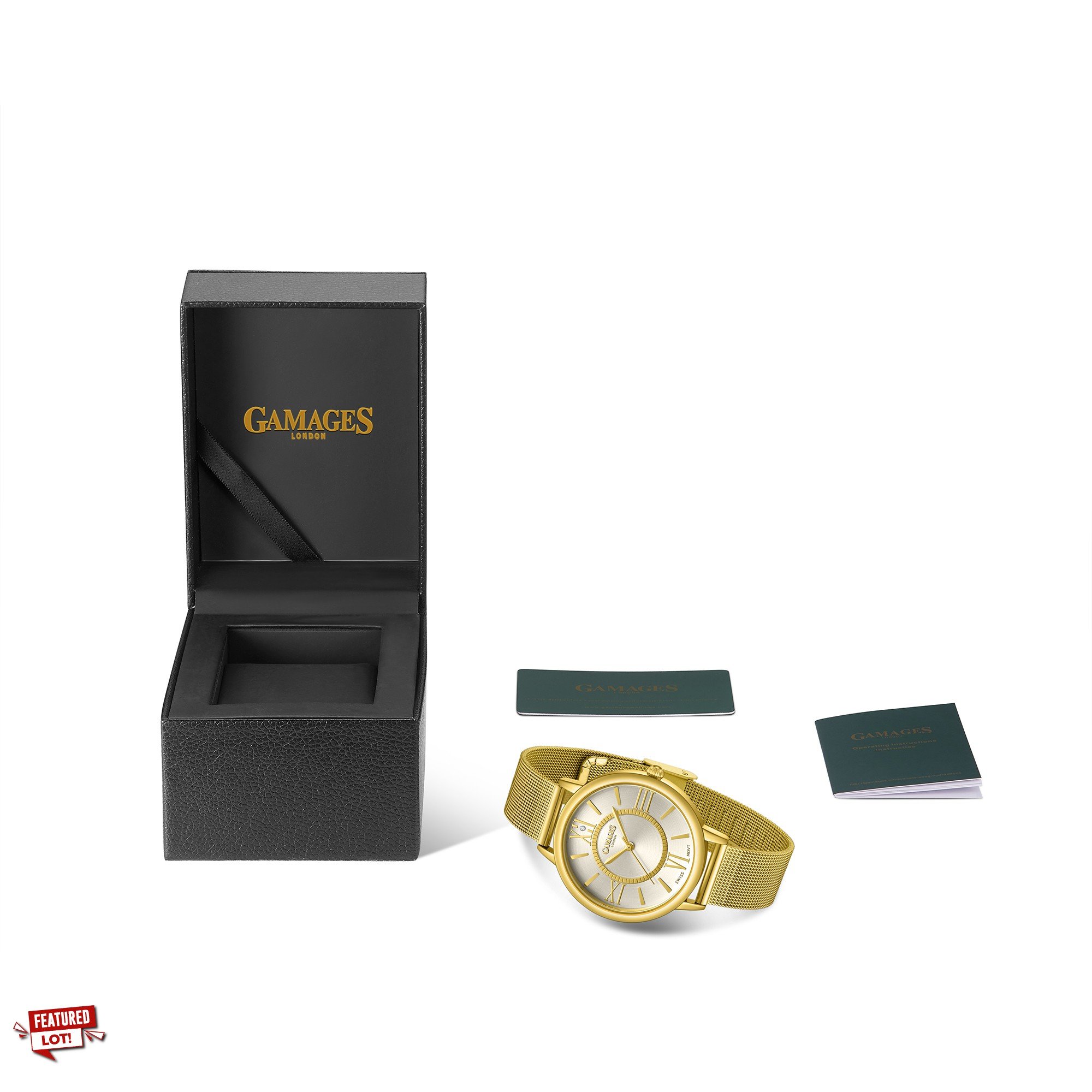 GAMAGES OF LONDON LADIES BARONESS DIAMOND IN GOLD WHITE WATCH SKU:GAW372 £605 :: LOCATION - TOP 50