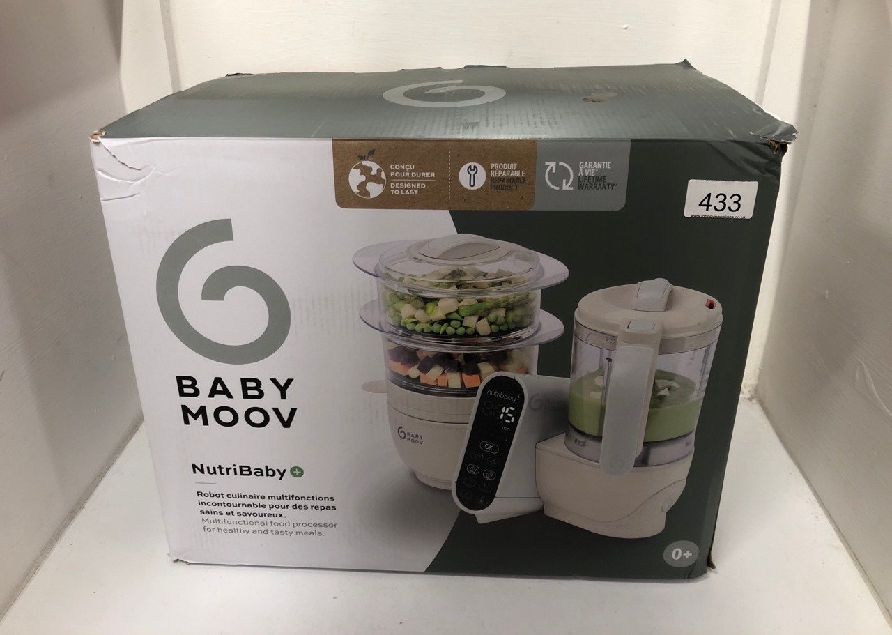 BABYMOOV NUTRIBABY PLUS 6 IN 1 BABY FOOD MAKER, BABY FOOD BLENDER AND STEAMER, FOOD PROCESSOR FOR WEANING, WARMER, DEFROSTER, STERILISER, NUTRITIONIST APPROVED.: LOCATION - C RACK