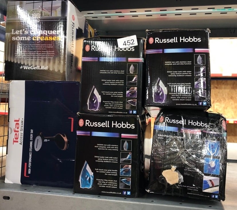 QUANTITY OF KITCHEN & APPLIANCES ITEMS TO INCLUDE RUSSELL HOBBS SUPREME STEAM IRON, POWERFUL VERTICAL STEAM FUNCTION, NON-STICK STAINLESS STEEL SOLEPLATE, EASY FILL 300ML WATER TANK, 110G STEAM SHOT,