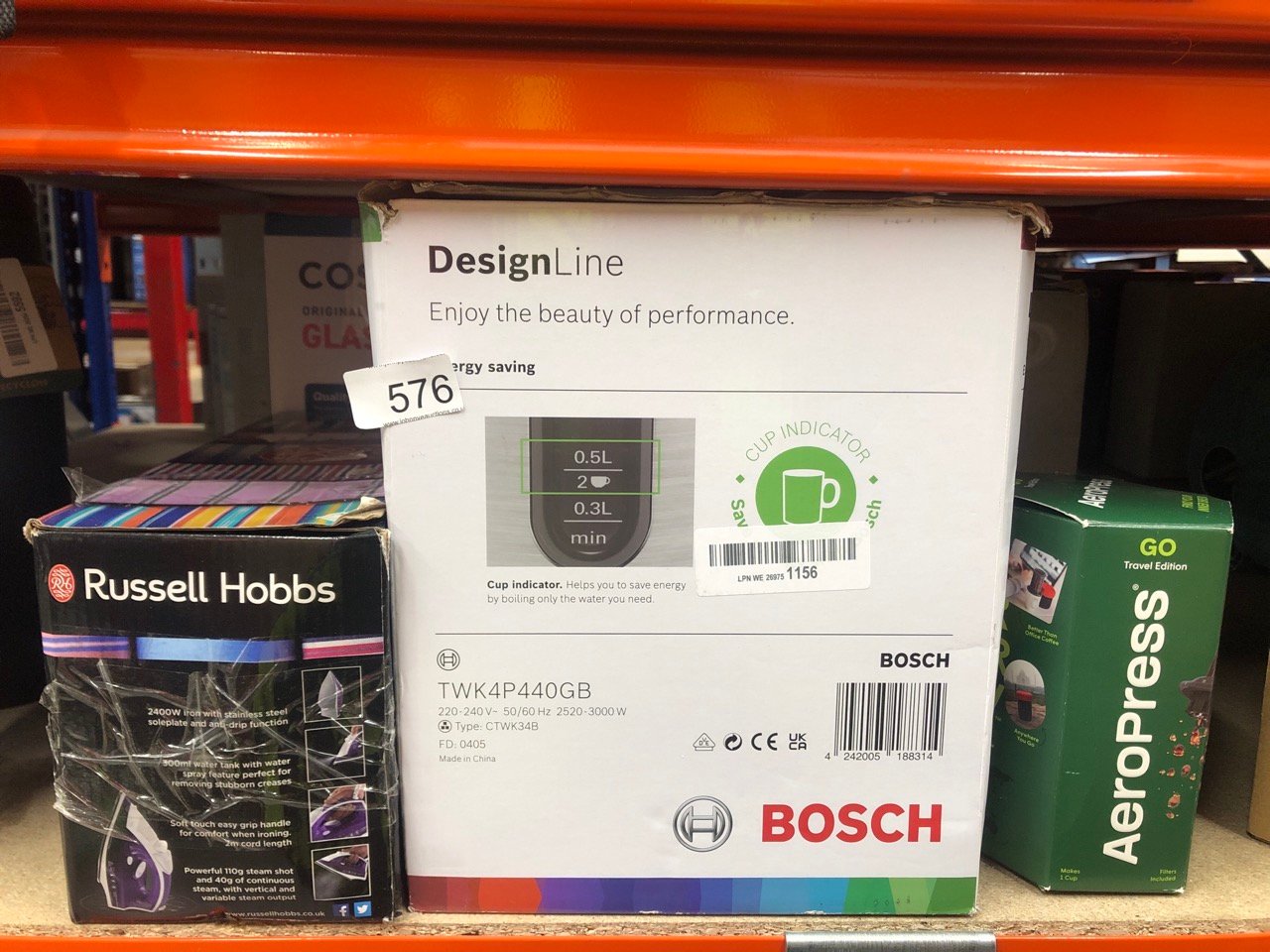 QUANTITY OF KITCHEN & APPLIANCES ITEMS TO INCLUDE BOSCH DESIGNLINE PLUS TWK4P440GB STAINLESS STEEL CORDLESS KETTLE, 1.7 LITRES,3000 W - STAINLESS STEEL: LOCATION - D RACK