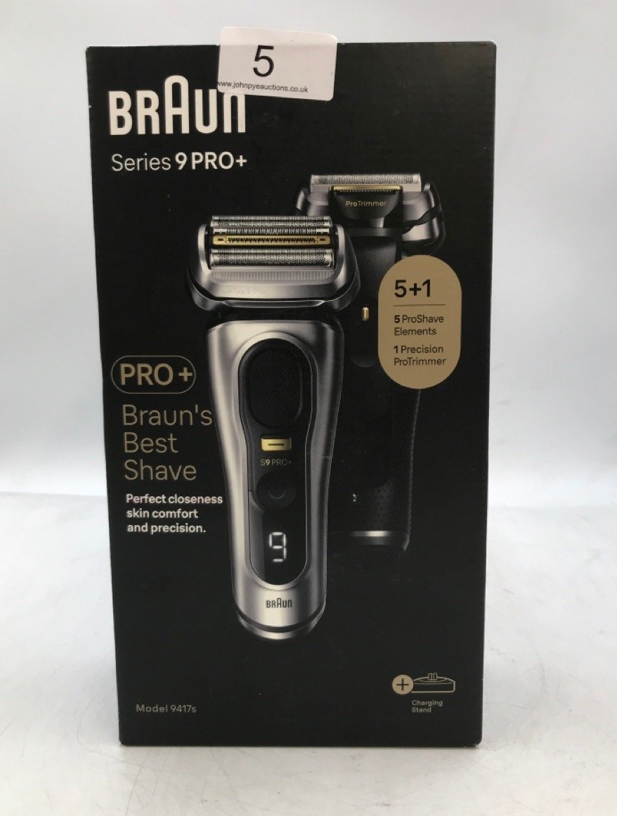 BRAUN SERIES 9 PRO ELECTRIC SHAVER WITH 3+1 HEAD, PROLIFT TRIMMER, CHARGING STAND & TRAVEL CASE, SONIC TECHNOLOGY, UK  PLUG, 9417S.: LOCATION - TOP 50