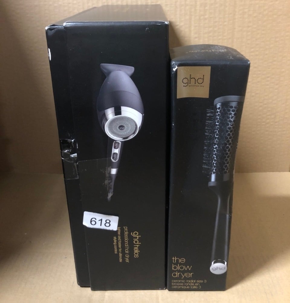 QUANTITY OF ITEMS TO INCLUDE GHD HELIOS PROFESSIONAL HAIR DRYER - LIGHTWEIGHT, FAST STYLING, ULTIMATE STYLING CONTROL - FOR ALL HAIR TYPES (UK PLUG): LOCATION - D RACK