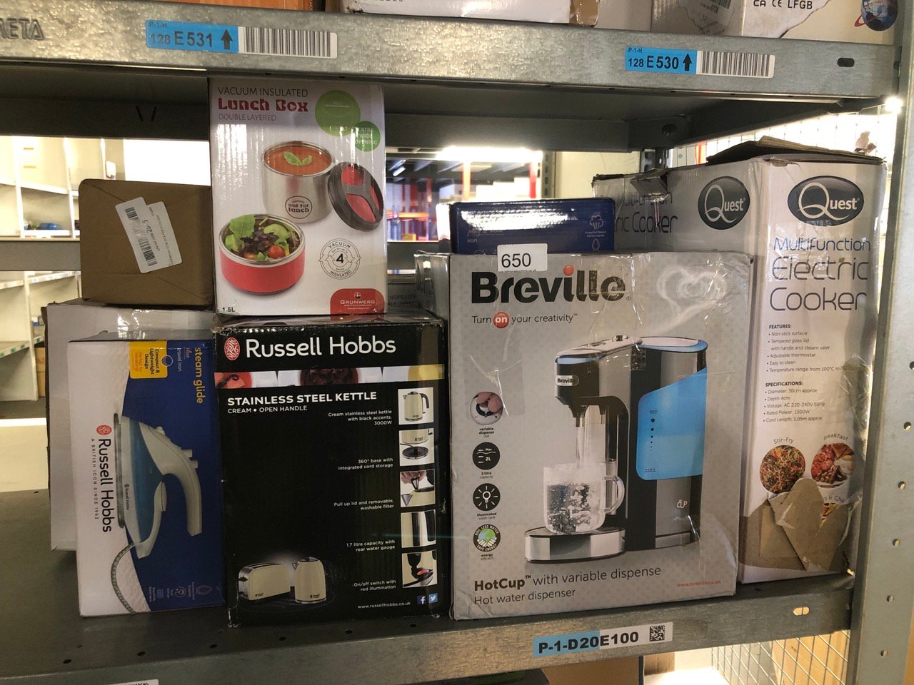 QUANTITY OF KITCHEN & APPLIANCES ITEMS TO INCLUDE BREVILLE HOT CUP HOT WATER DISPENSER | 2.0L WITH 3KW FAST BOIL & VARIABLE DISPENSE | ENERGY-EFFICIENT USE | GLOSS BLACK [VKJ318]: LOCATION - E RACK