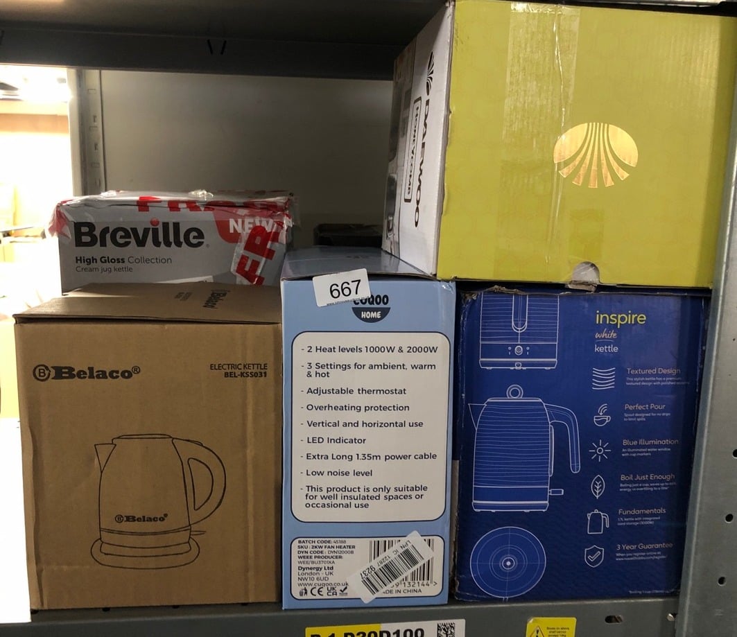 QUANTITY OF KITCHEN & APPLIANCES ITEMS TO INCLUDE BELACO ELECTRIC KETTLE STAINLESS STEEL HOUSING 1.7L FAST BOIL CORDLESS 360° ROTATION REMOVABLE WATER FILTER 1800-2200W UK PLUG AUTO SHUT-OFF & BOIL-D