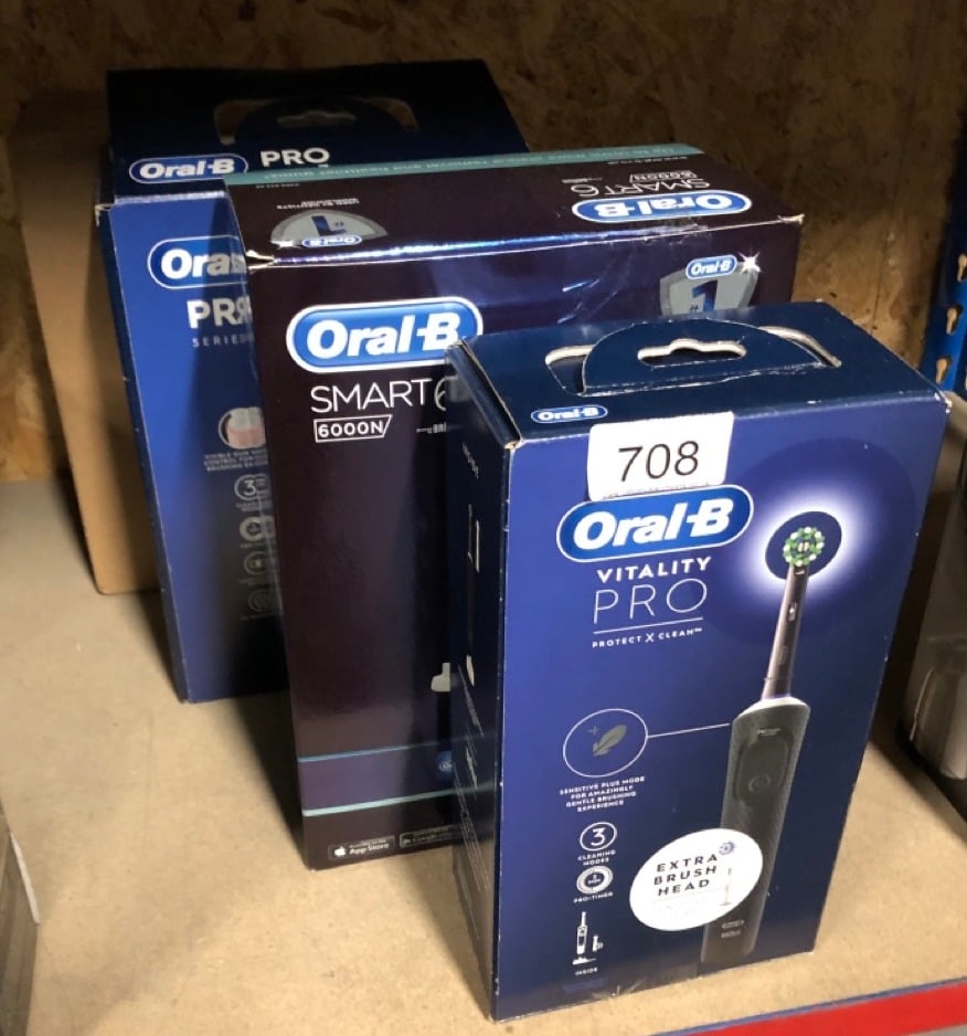 QUANTITY OF HEALTH & BEAUTY ITEMS TO INCLUDE ORAL-B VITALITY PRO ELECTRIC TOOTHBRUSHES FOR ADULTS, FOR HIM / HER, 1 HANDLE, 2 TOOTHBRUSH HEADS, 3 BRUSHING MODES INCLUDING SENSITIVE PLUS,  UK PLUG, BL