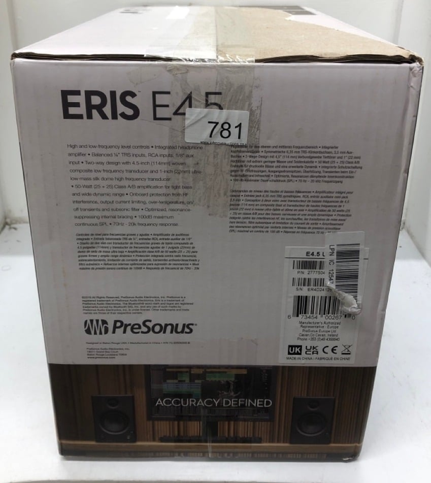 PRESONUS ERIS E4.5, STUDIO MONITOR SPEAKERS, PAIR, 4.5 INCH, 2-WAY, HIGH-DEFINITION MULTIMEDIA.: LOCATION - E RACK