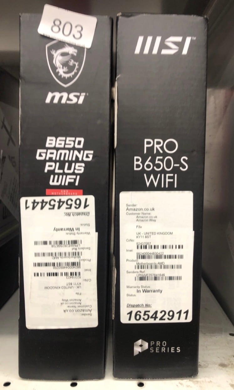 MSI PRO B650-S WIFI GAMING MOTHERBOARD & MSI B650 GAMING PLUS WIFI MOTHERBOARD: LOCATION - BACK RACK