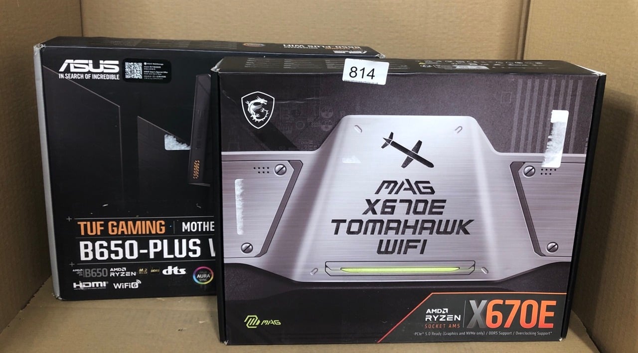 MSI MAG X670E TOMAHAWK WIFI MOTHERBOARD & ASUS TUF GAMING B650-PLUS WIFI MOTHERBOARD: LOCATION - BACK RACK