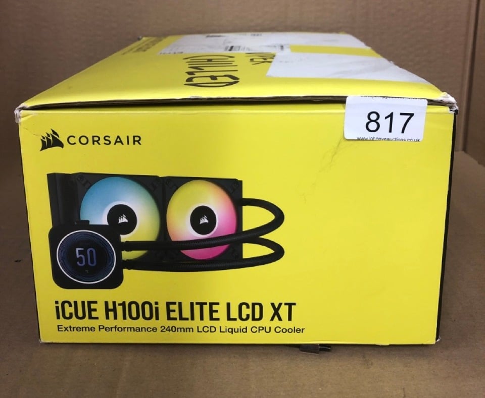 CORSAIR ICUE H100I ELITE LCD XT LIQUID CPU COOLER - IPS LCD SCREEN - TWO AF120 RGB ELITE FANS - 240MM RADIATOR - FITS INTEL® LGA 1700, AMD® AM5, AND MORE - INCLUDED ICUE COMMANDER CORE - BLACK.: LOCA