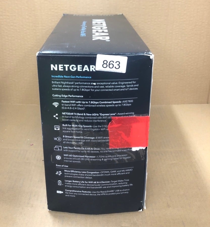 NETGEAR NIGHTHAWK RX300 TRI-BAND WIFI 6E ROUTER: LOCATION - BACK RACK