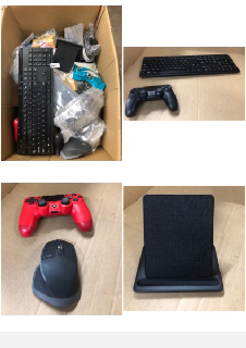 QUANTITY OF TECH & GAMING ITEMS TO INCLUDE RED DUALSHOCK 4 SONY PS4 CONTROLLER: LOCATION - BACK RACK