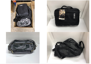 QUANTITY OF ASSORTED CLOTHING & APPAREL TO INCLUDE THULE LAPTOP BAG: LOCATION - A RACK