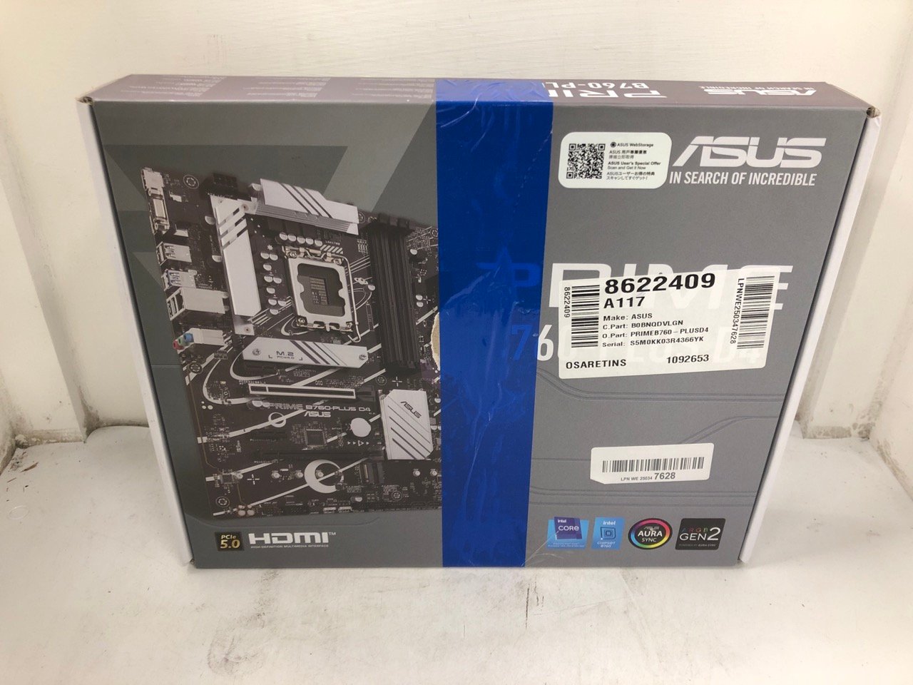 ASUS PRIME B760-PLUS D4, AN INTEL B760 LGA 1700 ATX MOTHERBOARD WITH PCIE 5.0, THREE PCIE 4.0 M.2 SLOTS, DDR4, REALTEK 2.5GB ETHERNET, DISPLAYPORT, VGA, HDMI, SATA 6 GBPS, USB 3.2 GEN 2X2 TYPE-C.: LO