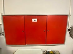 Wall Mounted Red Three Door Cabinet