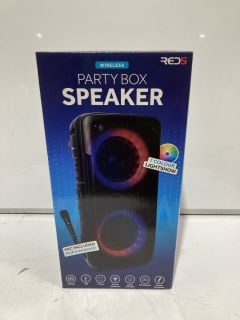 QTY OF ITEMS TO INCLUDE RED5 WIRELESS PARTY BOX SPEAKER MIC INCLUDED FOR KARAOKE