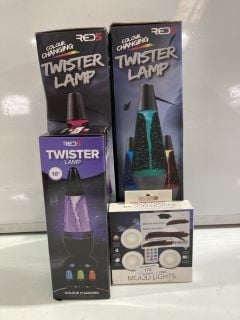 QTY OF ITEMS TO INCLUDE RED5 COLOUR CHANGING TWISTER LAMP 36.5CM