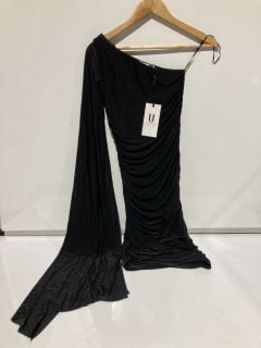 1 X BOX OF PREMIUM DESIGNER APPAREL TO INCLUDE FOREVER UNIQUE  BLACK ONE SLEEVE DRESS UK 10