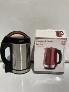 MORPHY RICHARDS SOUP MAKER + MORPHY RICHARDS JUG KETTLE 1.7L RED