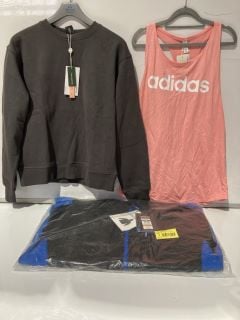 LILYBOD MILLIE CLASSIC FLEECE CREW COAL GREY SIZE M + ADIDAS PINK SPORTS TOP SIZE 2XL + THERMATECH HEATED SOFTSHELL COAT SIZE 3XL