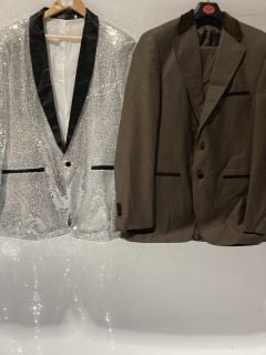 MENS SILVER BLAZER SIZE XL + BROWN JACKET 42" CHEST