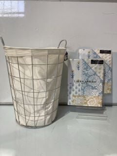 METAL LAUNDRY BASKET + 2X LAURA ASHLEY SINGLE DUVET COVER SET