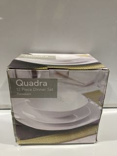 BOX OF ITEMS TO INCLUDE QUADRA 12 PIECE DINNER SET