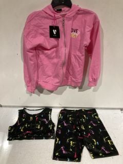 4 X PREMIUM DESIGNER APPAREL TO INCLUDE PINK LOVE YOURSELF JACKETS SIZE 12 YEARS TOTAL RRP £70