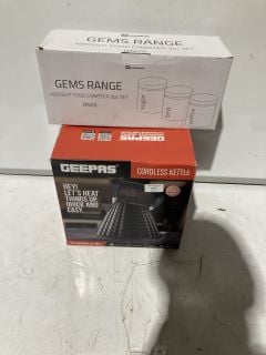 2 X KITCHEN ITEMS TO INCLUDE GEEPAS CORDLESS KETTLE