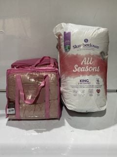 BUNDLE OF ITEMS TO INCLUDE SLUMBERDOWN ALL SEASONS KING 3-1 DUVET