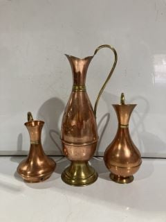 BOX OF COPPER JUGS