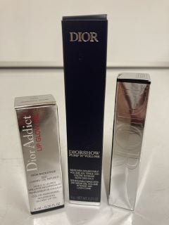 A COLLECTION OF DIOR TO INCLUDE LIP GLOW OIL 000 CHERRY OIL INFUSED 6ML (3348901560986) PLUMP N VOLUME MASCARA 6G (3348901591850) TOTAL RRP £96