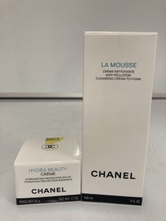 A COLLECTION OF CHANEL TO INCLUDE LA MOUSSE CLEANSING CREAM TO FOAM 150ML (3145891414509) HYDRA BEAUTY CREAM 50G (3145891430301) TOTAL RRP £121