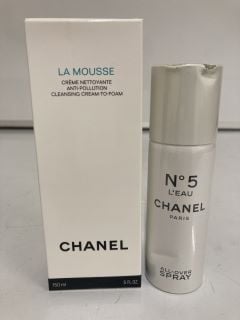 A COLLECTION OF CHANEL TO INCLUDE LA MOUSSE CLEANSING CREAM TO FOAM 150ML (3145891414509) N5 ALL OVER SPRAY 150ML (3145891055900) TOTAL RRP £146