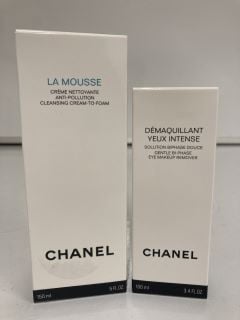 A COLLECTION OF CHANEL TO INCLUDE LA MOUSSE CLEANSING CREAM TO FOAM 150ML (3145891414509) EYE MAKEUP REMOVER 100ML (3145891416602) TOTAL RRP £84