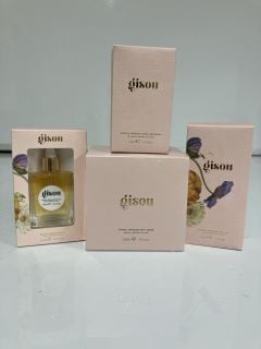 A COLLECTION OF GISON TO INCLUDE HONEY INFUSED HAIR PERFUME 50ML (7440857872819) HONEY INFUSED HAIR OIL 20ML (7440857872871) TOTAL RRP £134