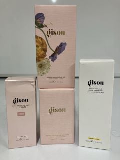 A COLLECTION OF GISON TO INCUDE HONEY INFUSED HAIR WASH 75ML (7434635894889) HONEY INFUSED SCALP TREATMENT 100ML (7440857874806) TOTAL RRP £122