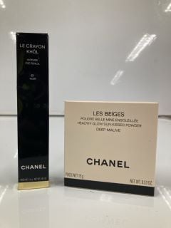 A COLLECTION OF CHANEL TO INCLUDE INTENSE EYE PENCIL NOIR 1.4G (3145891876154) LES BEIGES HEALTHY GLOW SUN-KISSED POWDER DEEP MAUVE 15G (3145891863727)