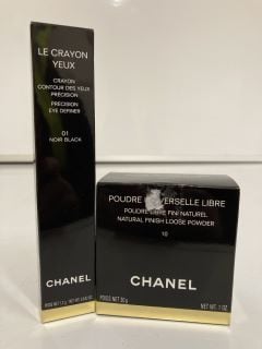 A COLLECTION OF CHANEL TO INCLUDE CHANEL NATURAL FINISH LOOSE POWDER 10 POIDS NET 30G (3145891322101) & CHANEL PRECISION EYE DEFINER POIDS NET 1.2G - O1 NOIR BLACK (3145891810141) TOTAL RRP £100