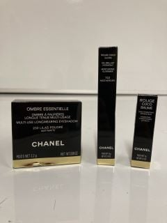 A COLLECTION OF CHANEL TO INCLUDE CHANEL MULTI-USE LONGWEARING EYESHADOW POIDS NET 2.2G (3145891812329) & ROUGE COCO BAUME HYDRATING CONDITIONING LIP BALM POIDS NET 3G (3145891719000 TOTAL RRP £112