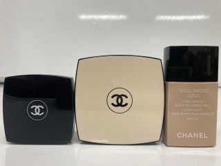 A COLLECTION OF CHANEL TO INCLUDE OMBRE ESSENTIELLE MULTI-USE LONG WEARING EYESHADOW 1.9 (3145891812244) VITALUMIERE AQUA SKIN PERFECTING MAKEUP SPF 15 30ML (3145891709209) TOTAL RRP £163