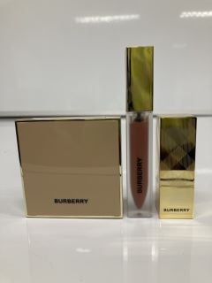 A COLLECTION OF BURBERRY MAKEUP PRODUCTS TO INCLUDE BURBERY EYE QUAD 4.7G (3616304253836) ,BURBERRY KISSES MATTE LIP COLOUR 97 MATTE OXBLOOD POIDS 3.3G  (3616304253836) & BURBERRY KISSES LIQUID MATTE