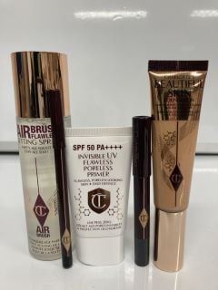 A COLLECTION OF CHARLOTTE TILBURY TO INCLUDE CHARLOTTE TILBURY SETTING SPRAY 100ML (5060542727532), EYE POWDER PENCIL(5056446610445), EYE SHADOW PENCIL (5056446610445)& INVISIBLE UV FLAWLESS PORLESS